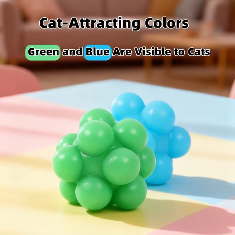 Green High-Visibility Bounce Ball Cat Toy
