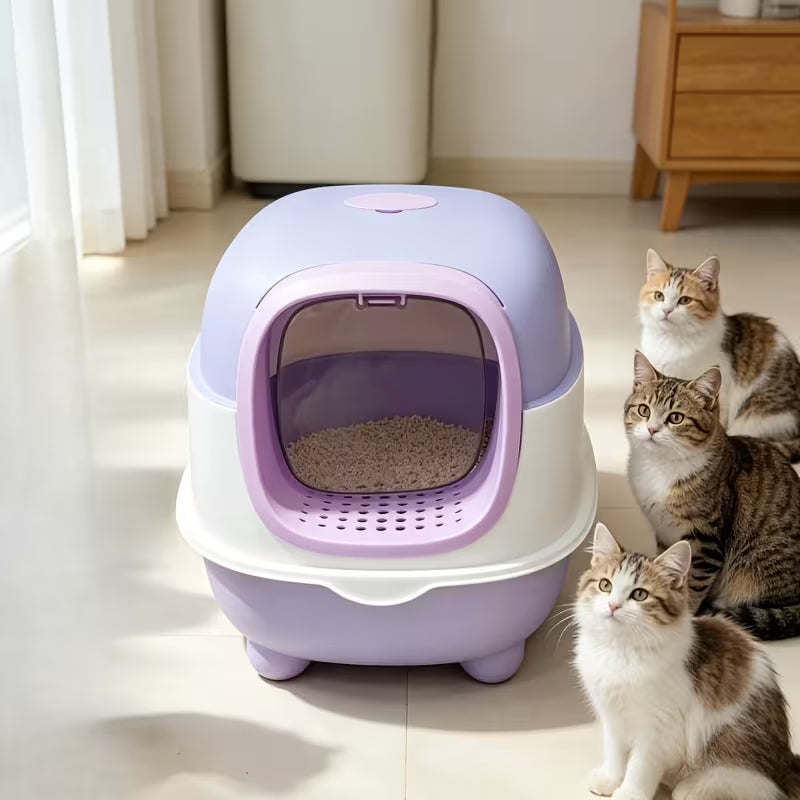 Fully Enclosed Large Cat Litter Box Set