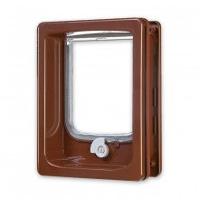 CAT-FLAP FOR WOODEN DOOR WITH TUNNEL - BROWN