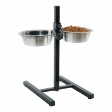 ADJUSTABLE STAND WITH STAINLESS STEEL DOG BOWLS 1.5L