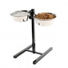 ADJUSTABLE STAND WITH STAINLESS STEEL DOG BOWLS 2.5L