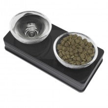 GLASS CAT BOWL - BLACK