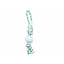 DENTAL ROPE TUG WITH NYLON BALL - GREEN (PACK OF 4)