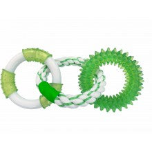 TRIPLE RINGS WITH TPR SPIKE, ROPE & NYLON - GREEN (PACK OF 4)