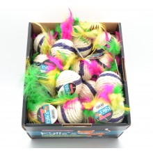 BRITE SISAL BALL WITH FEATHERS - DISPLAY BOX OF 30 PCS